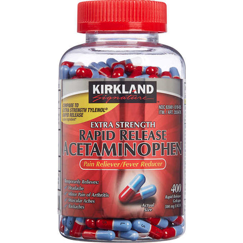 Kirkland Signature Extra Strength Rapid Release Pain Reliever, Acetaminophen 500mg, 400-Count
