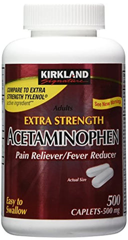 Kirkland Signature Extra Strength Acetaminophen 500MG Caplets, 500-Count Bottle